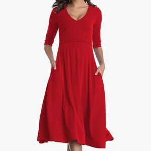 CHUNNA casual solid red dress